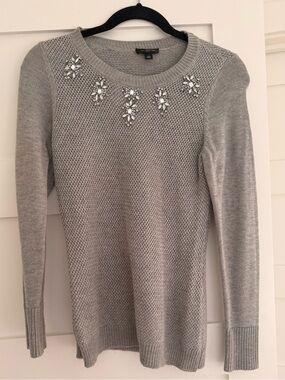 The Limited Light Grey Embellished Knit Sweater